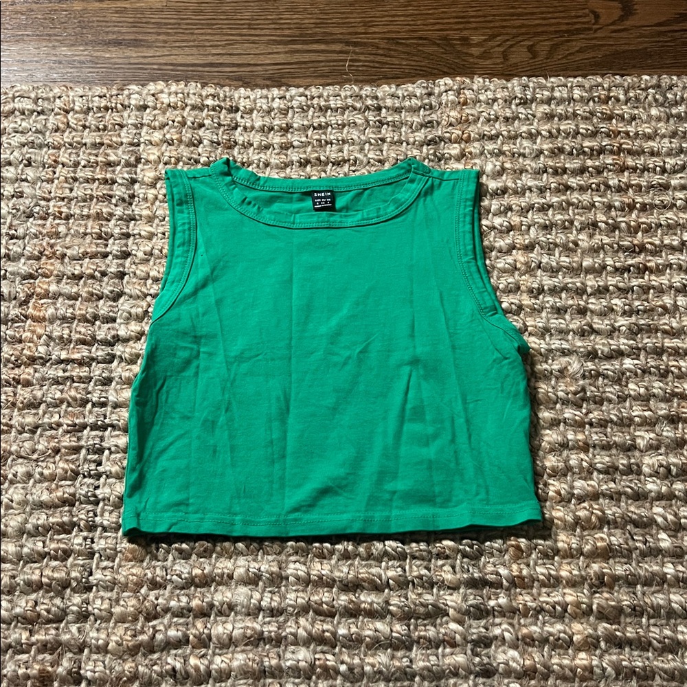 Green Sleeveless Crop Top